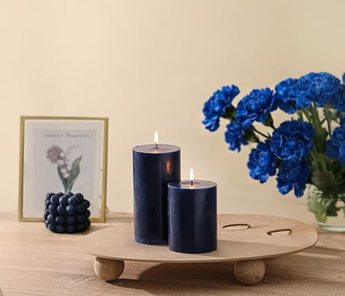 3x4 Inch Navy Blue Pillar Candles Set of 3 - Unscented Pillar Candles - Image 3
