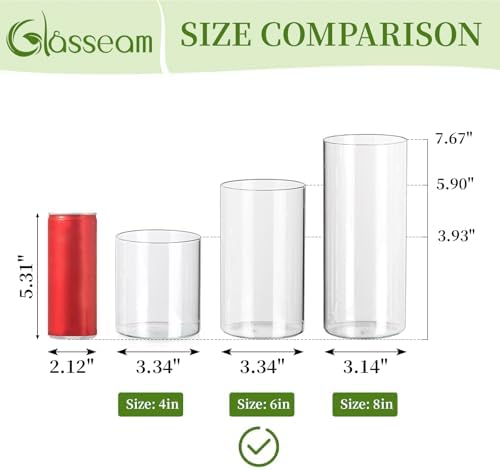 Glasseam Cylinder Vases for Centerpieces, 6Pcs Clear Glass Vase for Flowers - Image 5
