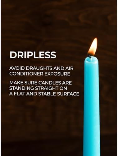CANDWAX 8 inch Teal Taper Candles Set of 12 - Unscented Smokeless Dripless Tall Candlesticks - Perfect for Holidays, Ordinary Dinners and Special Occasions - Turquoise Taper Candles - Image 4