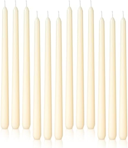 Viyffo Taper Candles, 12 Inch, 12 Pack, Ivory Unscented Smokeless Design by Viyffo