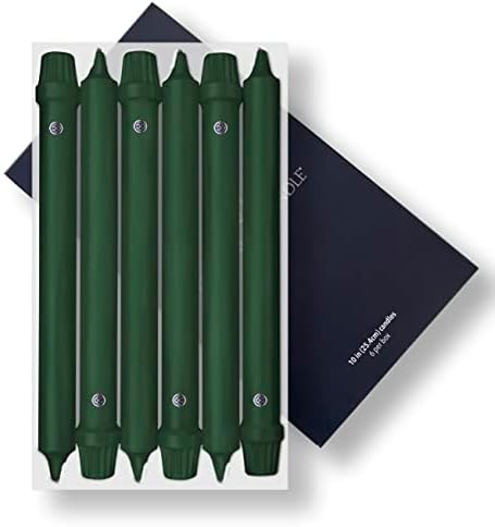 Colonial Candle Unscented Taper Candle, Classic Collection, Evergreen, 10 in, Pack of 6 Candlesticks - Up to 8 Hours Burn by ColonialCandle