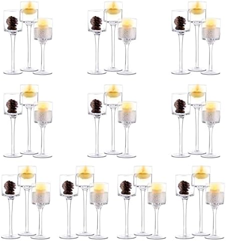 NUPTIO Glass Candle Holders, Set of 30 Stemmed Holders for Floating Candles by Nuptio