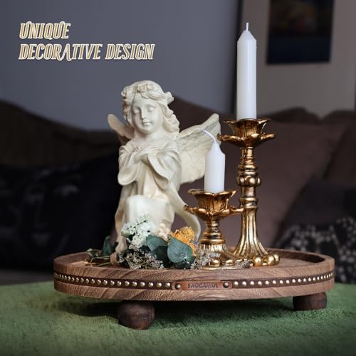Decor Decorative Round Tray 11.81in for Home Decor for Coffee Table Farmhouse Kitchen Table Living Room Bathroom Centerpiece Tray Decor - Image 5