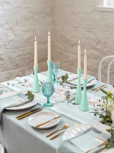 Vixdonos Taper Candle Holders Metal Candlestick Holders Set of 3 Table Mantel Decorative Candle Stand for Dinning,Party，Wedding,Home Decor(Light Green) - Image 5