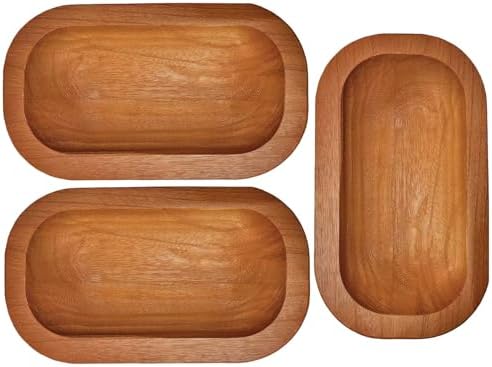 3 Pack 9.7in 20oz Wooden Dough Bowls for Candle Making Rustic Wooden Bowl Lightweight Candle Holder Empty Decorative Bowl (wicks included) by Phinicco