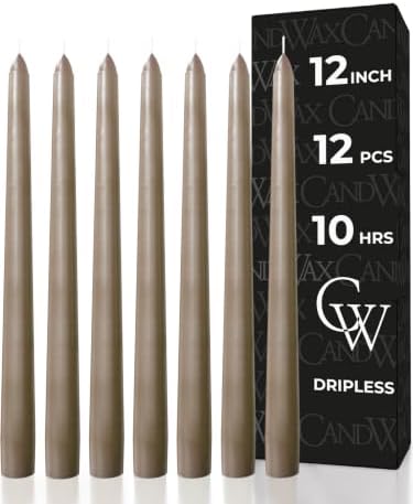 CANDWAX 12 Inch Taper Candles Sand Decor Unscented Candle Sticks 12 Pack by CANDWAX