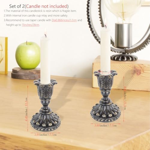 2Pcs Vintage Black Candle Holders,European Style Candlesticks Holder - Image 5