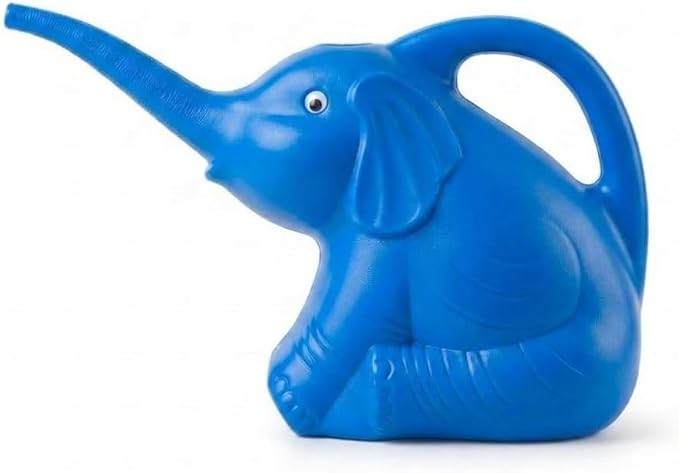 PMU 2-Quart Elephant Watering Can – Durable Plastic Garden Watering Can for Indoor & Outdoor Plants, Easy-Pour Spout, Large Water Pot, Blue