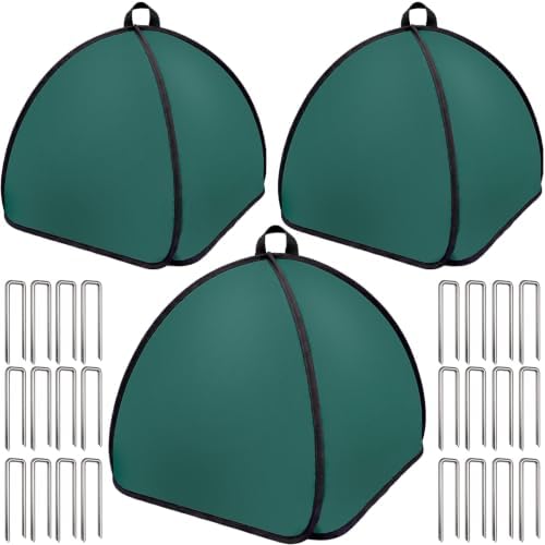 3 Pcs Upgraded Frost Plant Covers for Winter, Pop Up Plant Tent Protectors with 24 Thickened Metal Stakes, 22" x 22" x 22" Shrub Covers, Freeze Protection/Warmth Retention for Shrubs & Potted Plants by Unknown
