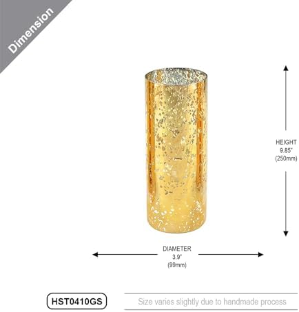 WGVI Hurricane Candle Holder Sleeve, W: 4", Ht: 10", Gold Speckled Glass Cylinder Open Both Ends, Chimney Tube Shade, 1 Piece - Image 2