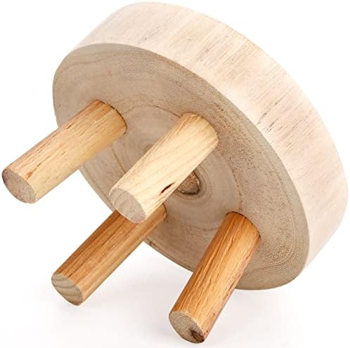 TOPZEA Set of 2 Mini Wooden Stool Display Stand, Short Boho Wood Riser Stools Small Desk Pedestal Stand for Candle, Indoor Plants, Gnome, Counter Decor - Image 3