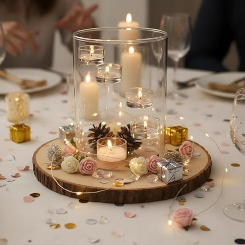Glass Hurricane Candle Holder for Tea Light, Clear Cylinder Pillar Candle Holder for Table Centerpiece Decorations, Hurricane Glass Candle Holders for Dining Room Wedding Parties Home Decorations - Image 4