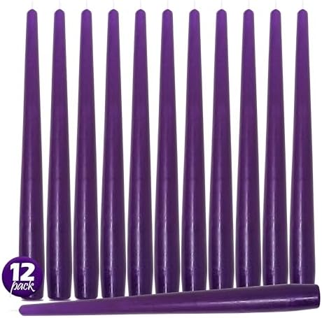 Hyoola Tall Taper Candles - 12 Inch Purple Unscented Dripless Taper Candles - 10 Hour Burn Time - 12 Pack - Image 2