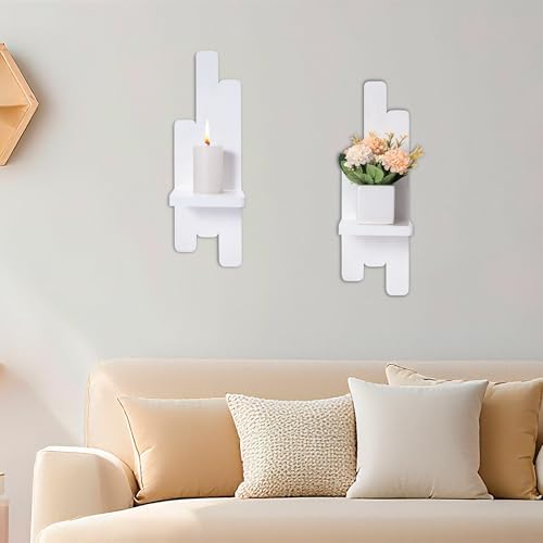 Yorkmills Wall Candle Sconces Set of Two, White Wall Sconce Candle Holder - Image 3