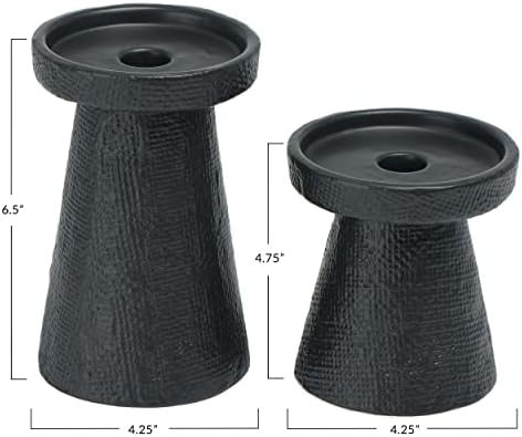 Main + Mesa Stoneware Pillar & Taper Candle Holders, Set of 2 - Image 4