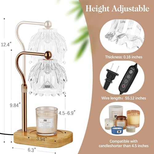 Candle Warmer Lamp with Timer Dimmer, Wax Melts Warmer Lamp for Gift, Clear - Image 5