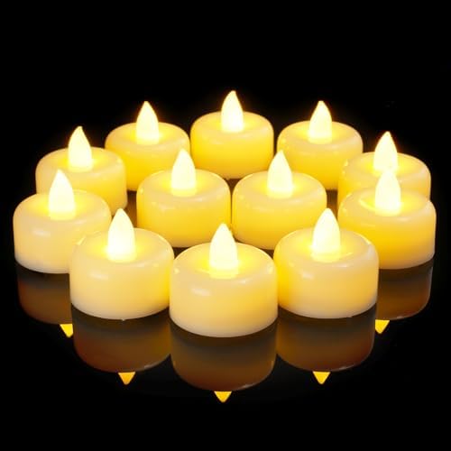 Amagic 12/24/50/100/150Pack Fake Tea Lights Candles Battery Operated, 12Pcs by AMAGIC