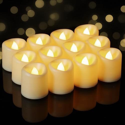 5plots 12Pack Ivory Flameless Votive Candles, Fake Electric Candles by 5Plots