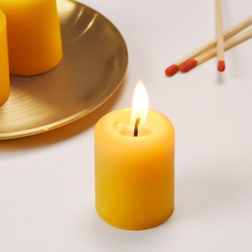 DEYBBY Natural Beeswax Votive Candles 8 Hours Burn Unscented Candles 20 Pcs - Image 5
