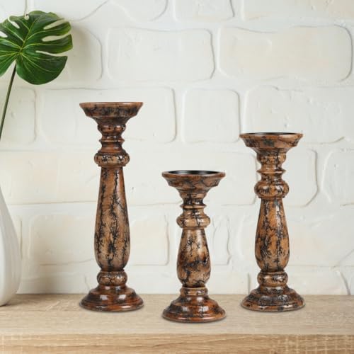 Homebia Design Pillar Candle Holder Set of 3 – 14, 12, 10 Inch – Natural - Image 3