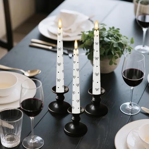Flameless Taper Candles with Remote, Black Bow and Dot Flameless Candles - Image 5