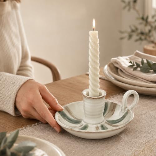 Candle Holder Ceramic Candlestick Holder, Candlelight Stand for Spell Candles, Taper Candles, and Incense, Halloween Christmas Dining Room Home Decoration Display - Image 3