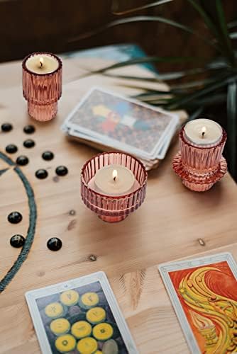 Vixdonos Glass Candlestick Holders Tealight Candle Holders for Table Centerpieces, Wedding Decor and Dinner Party (3 Pcs, Reddish Brown) - Image 7