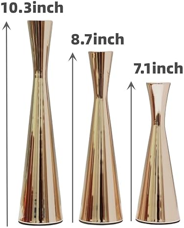 Taper Candle Holders Metal Candlestick Holders Set of 3 Table Mantel Decorative Candle Stand for Dinning,Party，Wedding,Home Decor(Gold) - Image 2