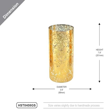 WGVI Hurricane Candle Holder Sleeve, W: 4", Ht: 8", Gold Speckled Glass Cylinder Open Both Ends, Chimney Tube Shade, 1 Piece - Image 2