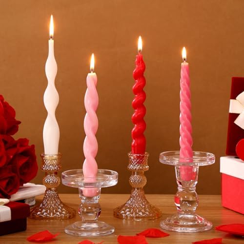 Nuanchu 4 Pcs Twisted Taper Candles,7.87 Inch,Pure,Valentines Color - Image 4
