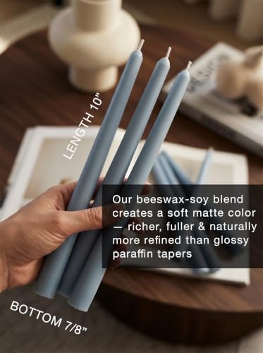 10" Classic Taper Candles, Dusty Blue, 6-Pack, 7-8 Hours Long Burning, Unscented Tall Candlesticks - Image 2