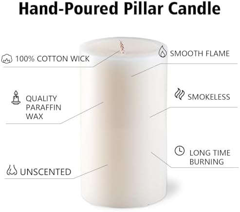 Pillar Candles White 6 Pack, 2.8x4 Inch Unscented Candle - Image 6