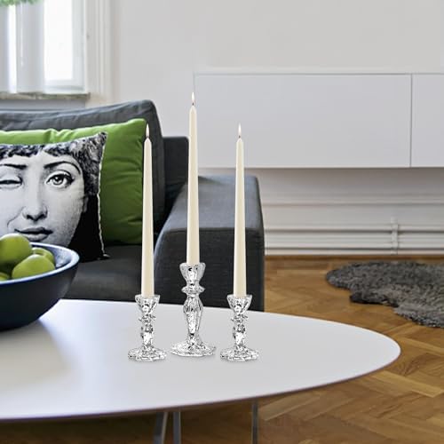 Glass Candlestick Holders Set of 3, Silver Mercury Candle Holder Taper Candle Holders for for Candlesticks, Table Centerpiece, Home Decor,Wedding, Birthday, Party, Christmas - Image 2