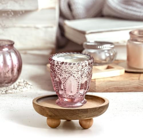 Vaveren Small Wooden Riser Wooden Pedestal for Display Tray Display Riser for Entry Table Farmhouse Kitchen Tabletop Centerpieces , Round 12.9x4cm - Image 7