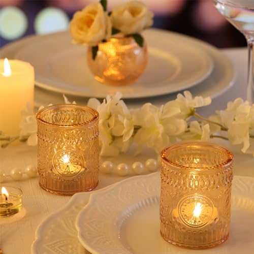 48Pcs Gold Votive Candle Holders - Glass Candle Holder Bulk for Table Centerpiece, Tea Lights Candle Holders for Home, Christmas Party & Wedding Shower - Image 5