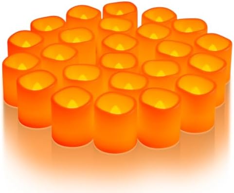Homemory 12 Pack Orange Flameless Flickering LED Votive Tealights Candles by Homemory