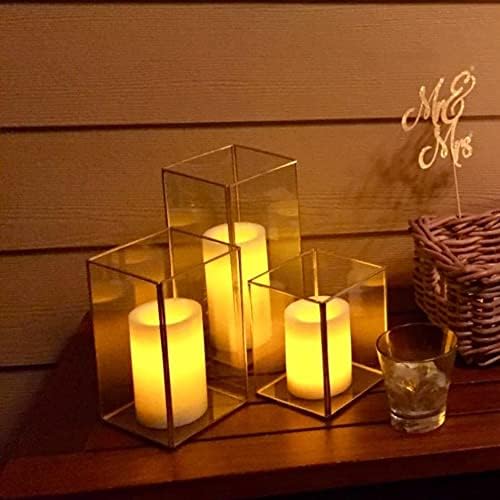 Hewory Glass Hurricane Candle Holder Set of 6, Gold Large Hurricane Centerpiece for Table, Tall Floor Square Pillar Candle Holders Lantern Set for Wedding, Anniversary, Party, Fireplace, Dining Room - Image 4