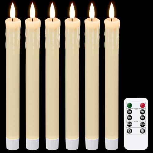 GenSwin Drip Wax Flameless Taper Candles Battery Operated with Remote Timer by GenSwin