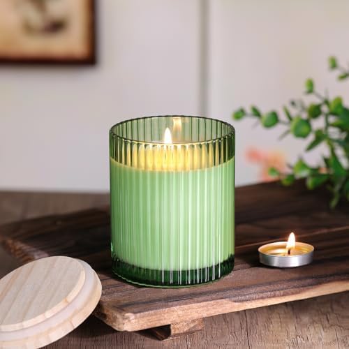 Green Candle Jars with Lids, 8-Pack 12oz Ribbed Glass Candle Containers - Image 3