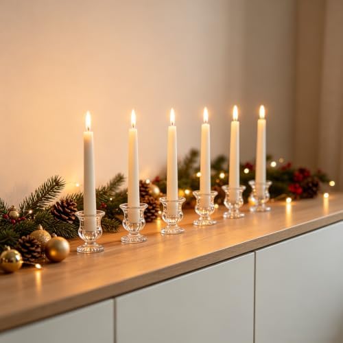 Hosley Set of 24 Glass Taper Candle Holders – Clear Candlestick Holder Set for Weddings, Table Centerpieces, Dinner & Home Décor (2.5” H) - Image 6