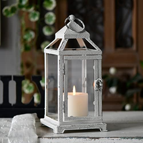 Rustic Metal Candle Holders 12" Tall, Distressed White - Image 5