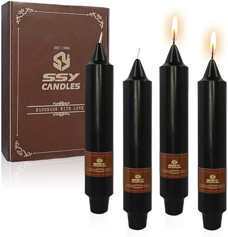 Black Taper Candle Candle Sticks, 7 Inch Mini Pillar Candles, 4PCS Handmade Unscenteds Candlesticks for Festive, Party, Spell, Wedding, Home Decor by FCMSHAMD