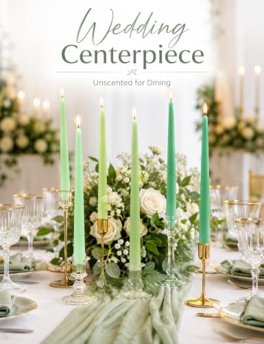 4 Shade of Gradient Green Taper Candles for Home Décor Spring - Image 5