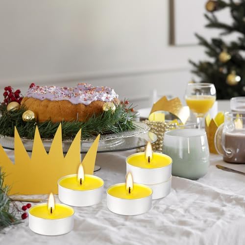 100 Pack Scented Tealight Candles - 4 Hours Burning Lemon Aromatherapy | Valentine's Day Romantic Dinner & New Year Home Decor, Yellow Votive Candles for Wedding, Holiday Gift & Emergency (Yellow) - Image 6