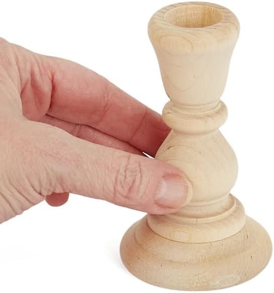 Unfinished Natural Wood Candle Sticks Set in Varied Heights - Set of 12 - Image 5