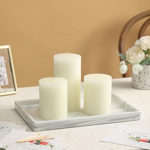 3x6 Inch White Pillar Candles Set of 3 - Decorative Unscented Pillar Candle - Image 2