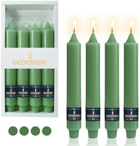 Taper Candles Green Candlesticks,9inch Short Tapered Candle Unscented Dinner Candle Dripless Candles for Mother’s Day Table Wedding Centerpieces Home Holiday Decor,30D-SAGE by Gedengni