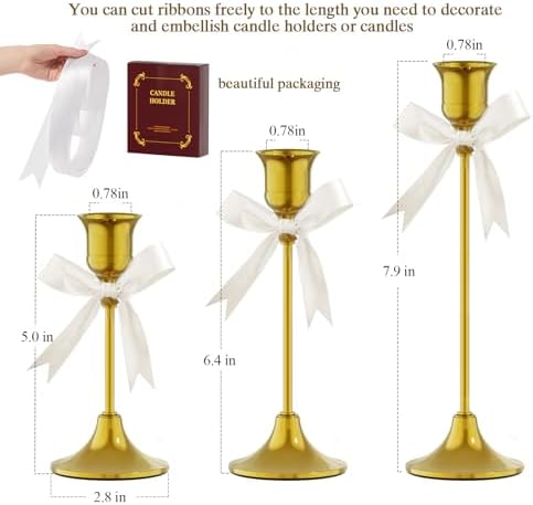 FSyueyun Gold Candle Holders Set of 3, Elegant Metal Candlestick Holders - Image 2