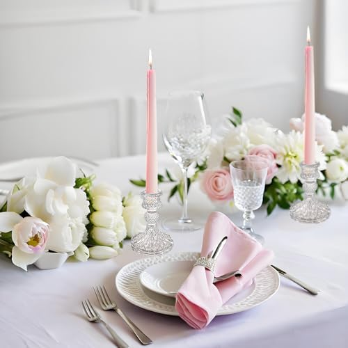 Clear Glass Candlestick Holders, Taper Candle Holders, Set of 6 - Image 5