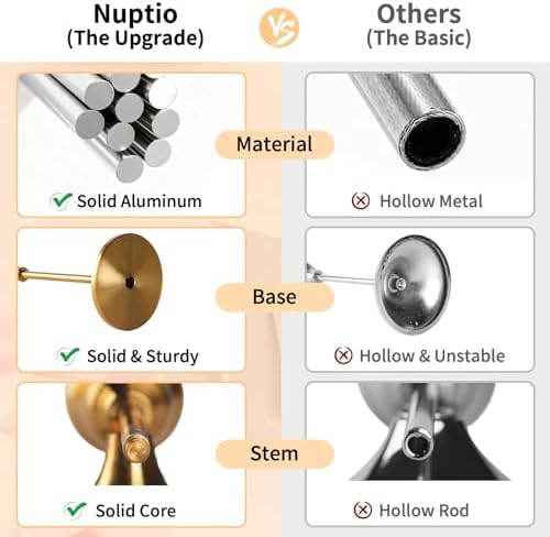 NUPTIO Gold Candlestick Holders Bulk: Solid Aluminum Set of 15 - Image 4